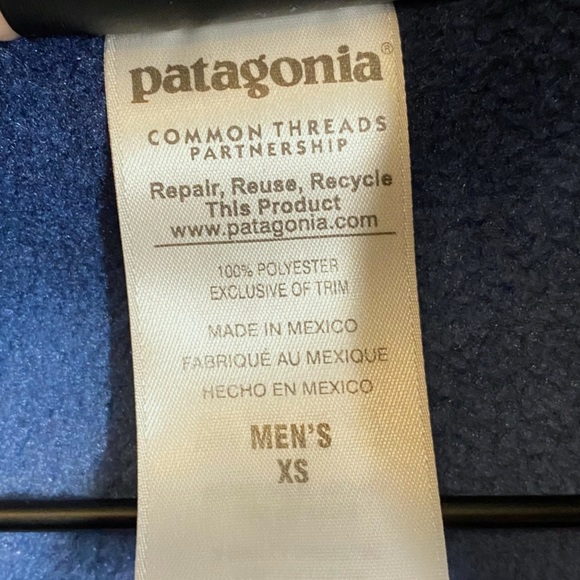 Patagonia Synchilla Hand Dipped Navy Blue Snap-T Fleece Pullover Mens XS - Picture 5 of 6